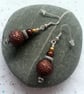 Brown Copper Bead Earrings - Dark Copper Autumn Tone Drop Earrings