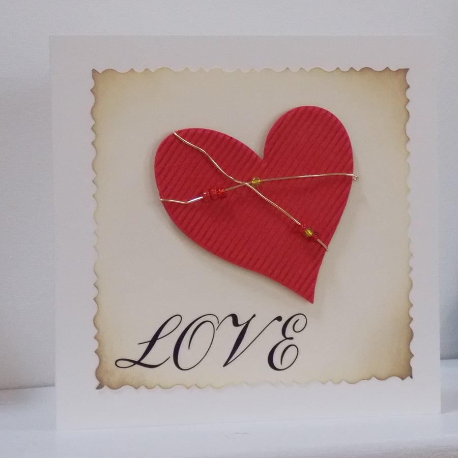 Wire Heart  Love Card