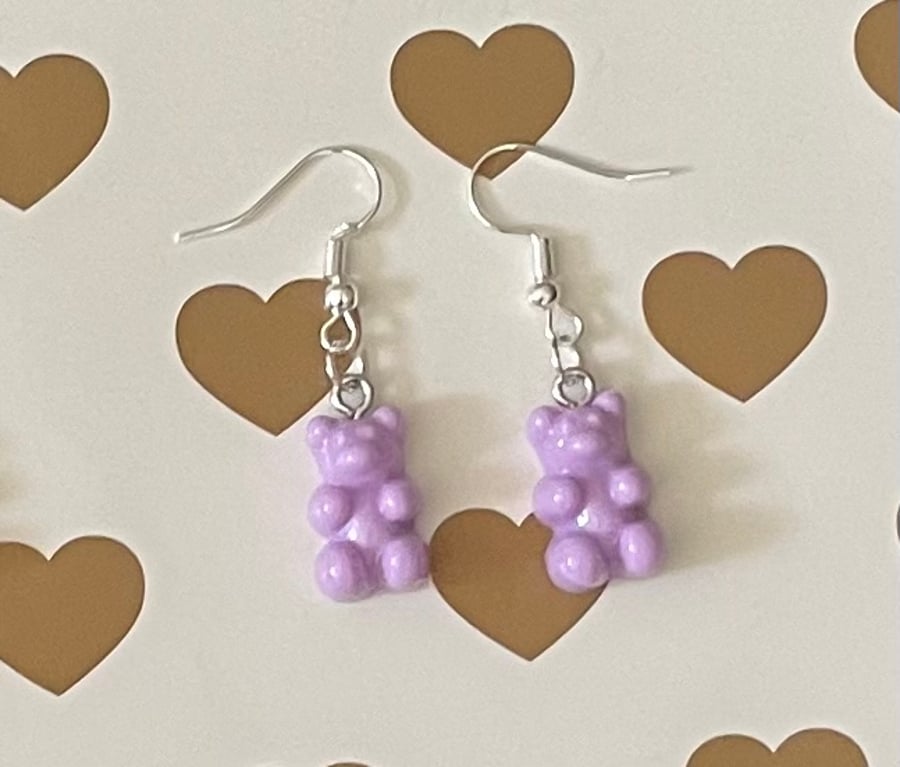 Pastel purple gummy bear earrings 