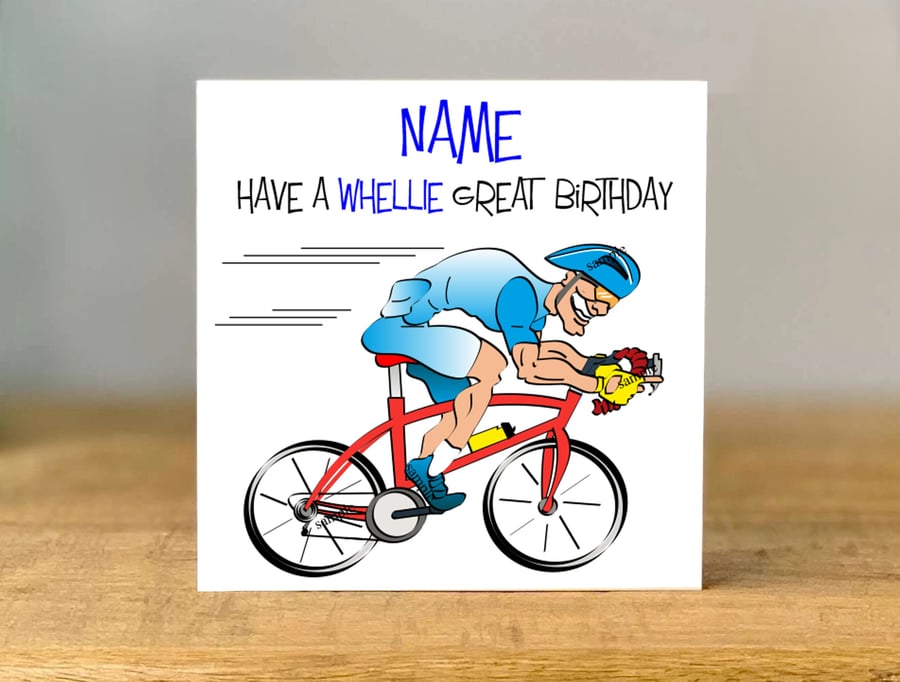 Personalised Cyclist Birthday Card, Dad, Brother, son, grandad