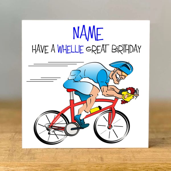 Personalised Cyclist Birthday Card, Dad, Brother, son, grandad