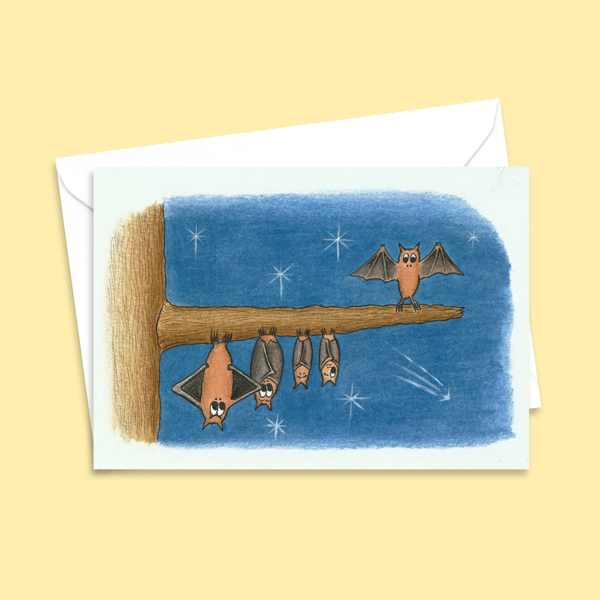 Funny Bats Greeting Card and Envelope, Suitable for Any Occasion, Blank Inside 