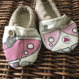 Dorset Button Trimmed Toddler Slippers, age 12 - 18 m, Camper Van Beige, S8