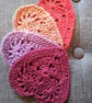 Set of 4 Crochet Heart Coasters  - Image 1