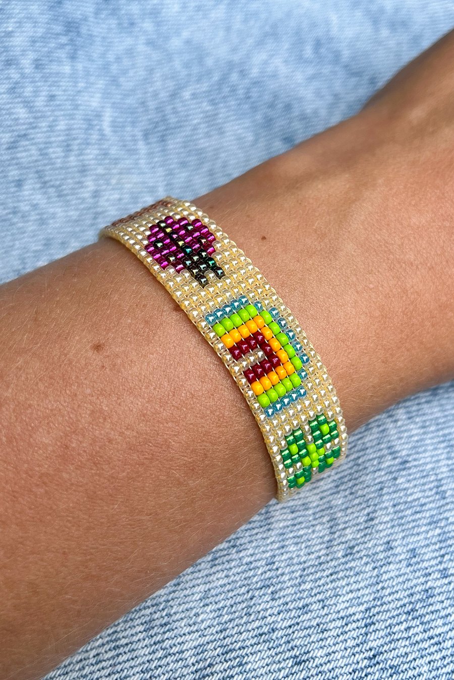 Handwoven Lucky Charm Loom Bracelet – Symbols of Happiness and Luck