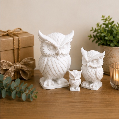 Personalised Owl Family Ornament – 3D Printed Family Gift – Parent & Baby Owls