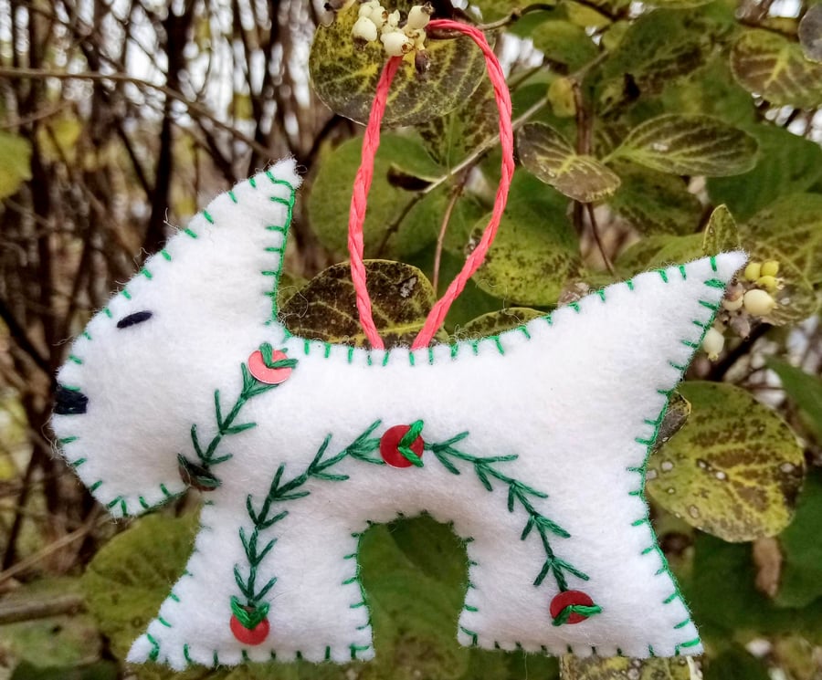 Christmas Tree Decoration Snow Dog