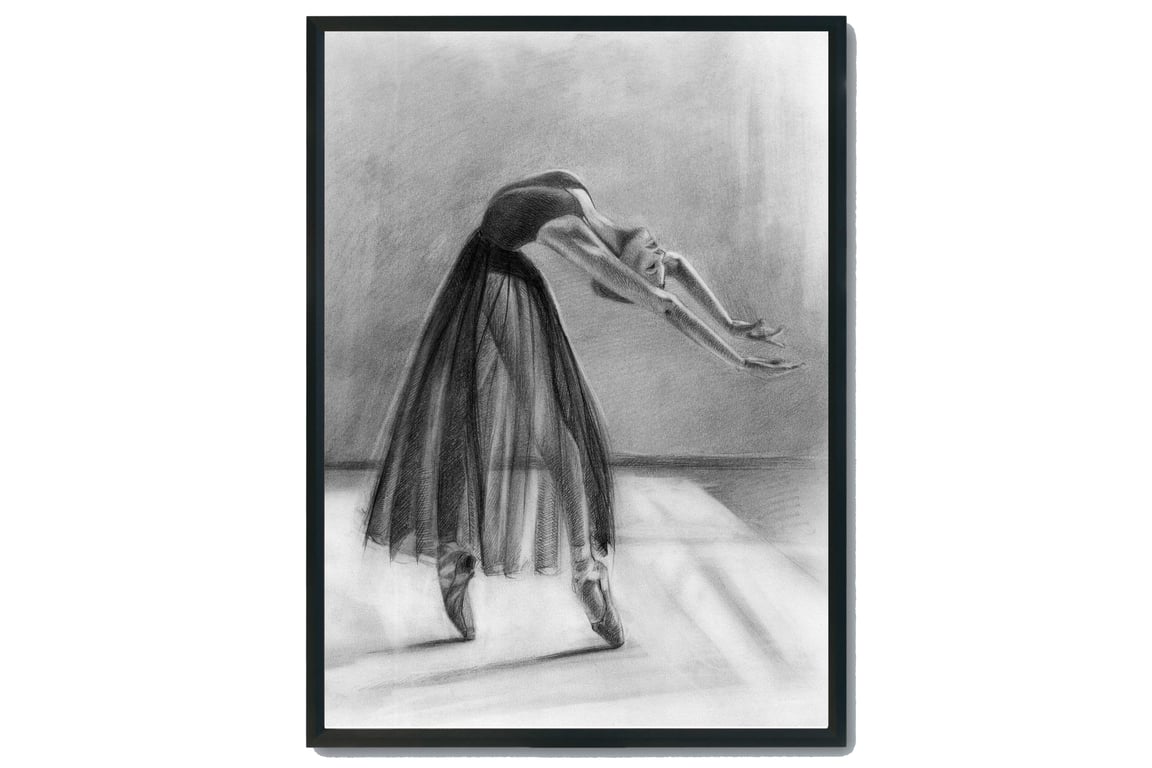 Pencil drawing of Ballerina, Ballerina wall print, ballerina gift