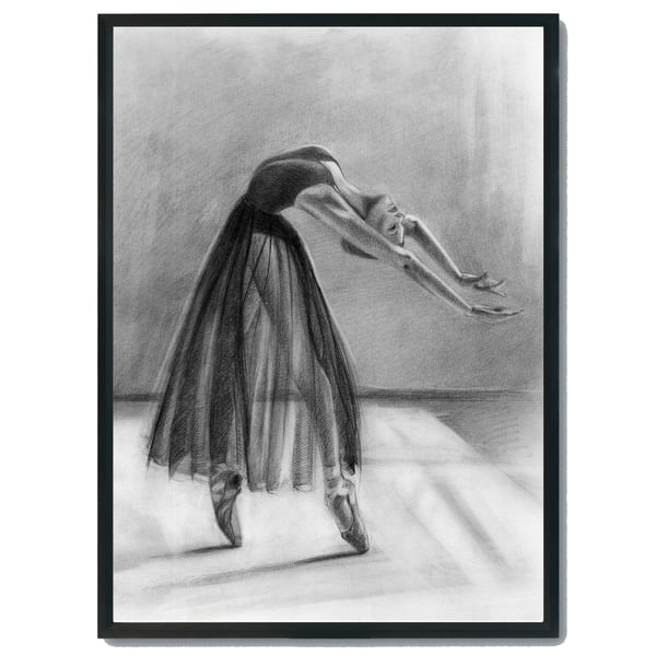 Pencil drawing of Ballerina, Ballerina wall print, ballerina gift