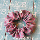 Scrunchie hair band in purples an red in cotton medium sized