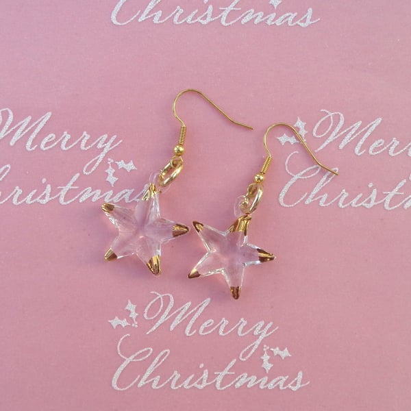 Christmas earrings Glass star drop earrings