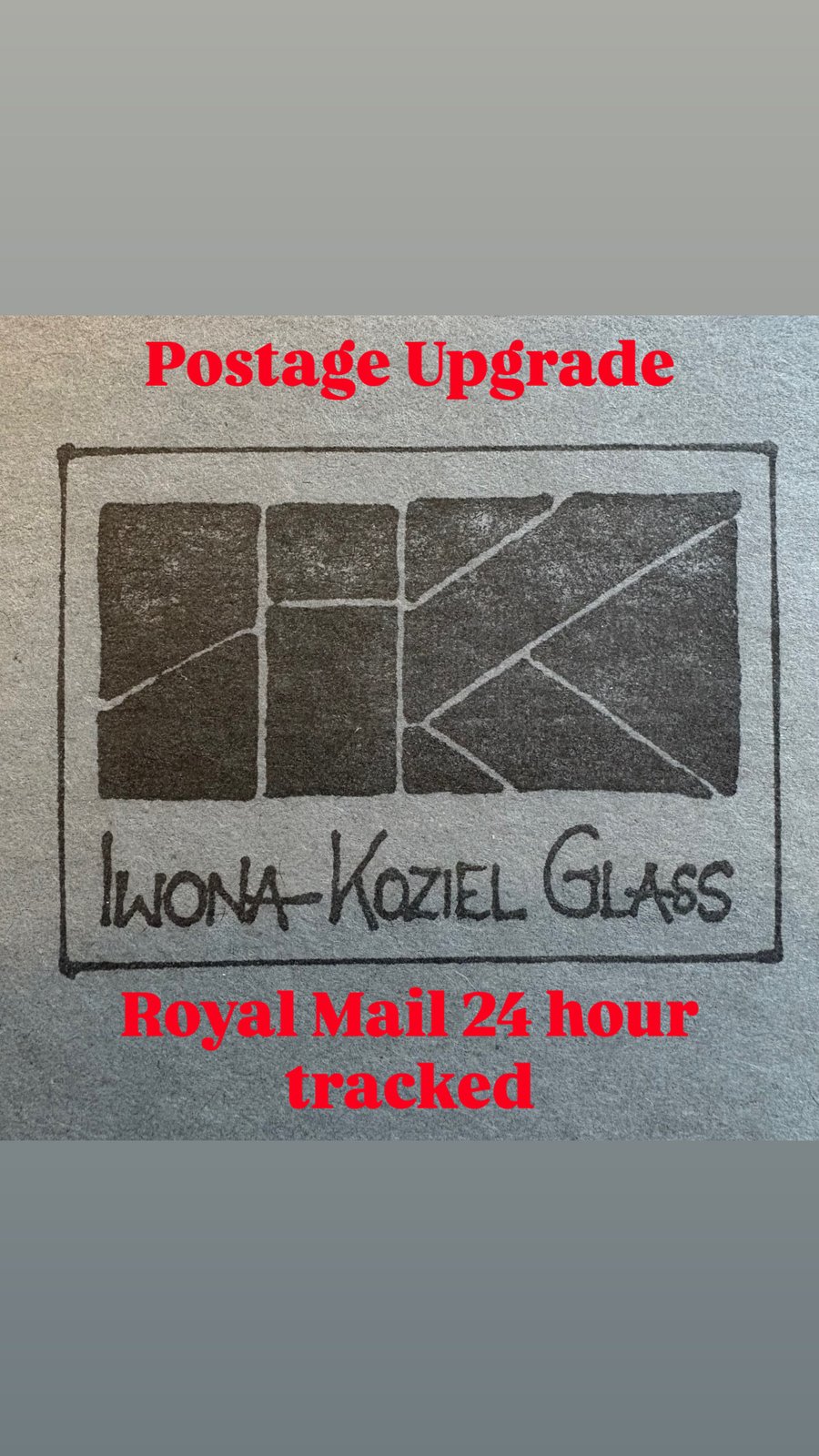 Royal Mail 24 hour tracked postage upgrade for items at Iwona Koziel Glass shop