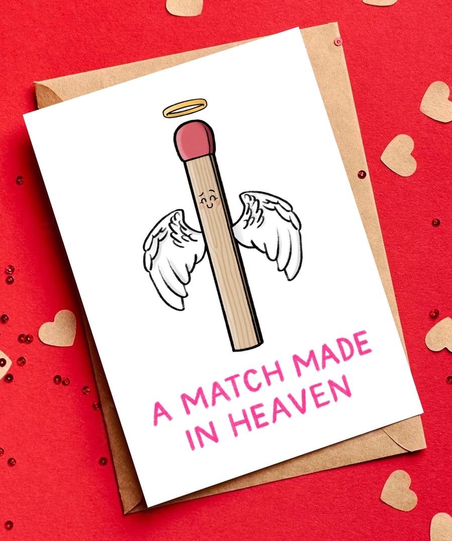 Match Pun Valentine's Card A5 - Engagement Anniversary Love Greetings Card