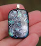 Silver and Blue two layer dichroic glass pendant, fused glass necklace F7