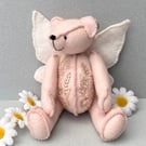 Fairy artist bear, hand embroidered one of a kind collectable teddy bear