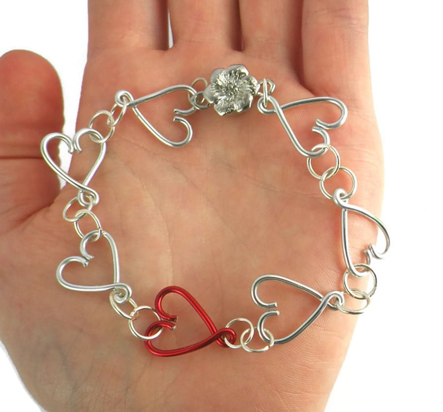Linked Hearts Bracelet - gift for mum, Heart jewellery