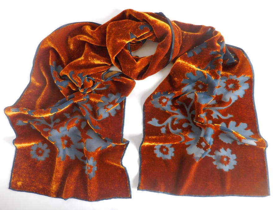 Limited Edition silk viscose devoré velvet scarf
