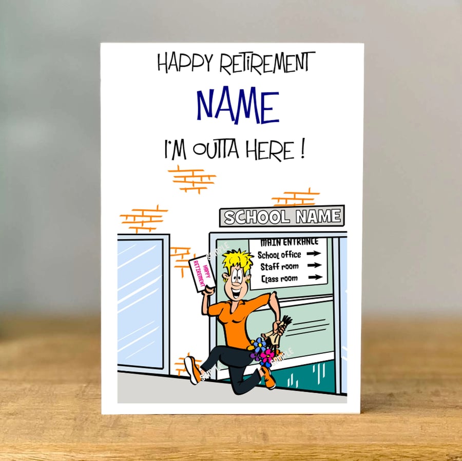 Personalised Teacher Retirement Card, mum, gran, daughter, sister, friend