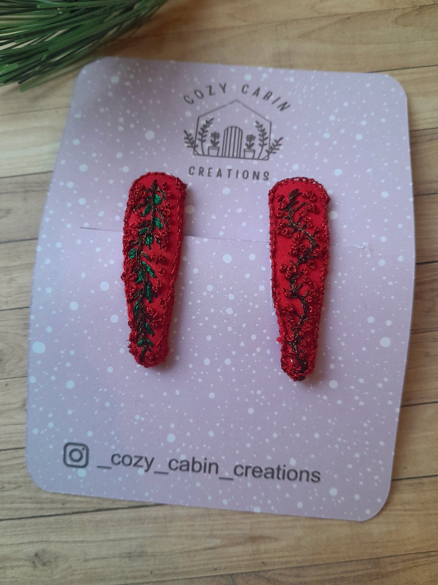 Hand Embroidered Hair Slide Set