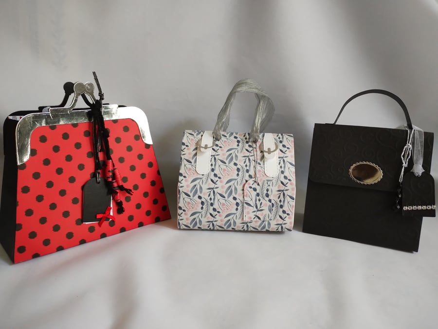 Gift Bag Variety Package - A Selection of Three Unique Handbag Style Gift Boxes 