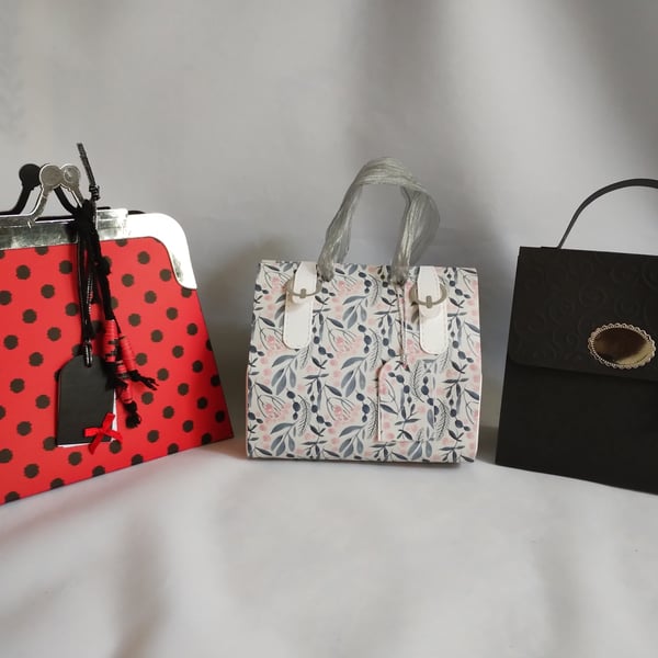 Gift Bag Variety Package - A Selection of Three Unique Handbag Style Gift Boxes 