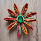 Handmade kanzashi fabric flower brooch