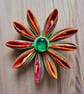Handmade kanzashi fabric flower brooch