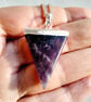 Amethyst Triangle Pendant Silver Plated 18 Inch Necklace - Image 2