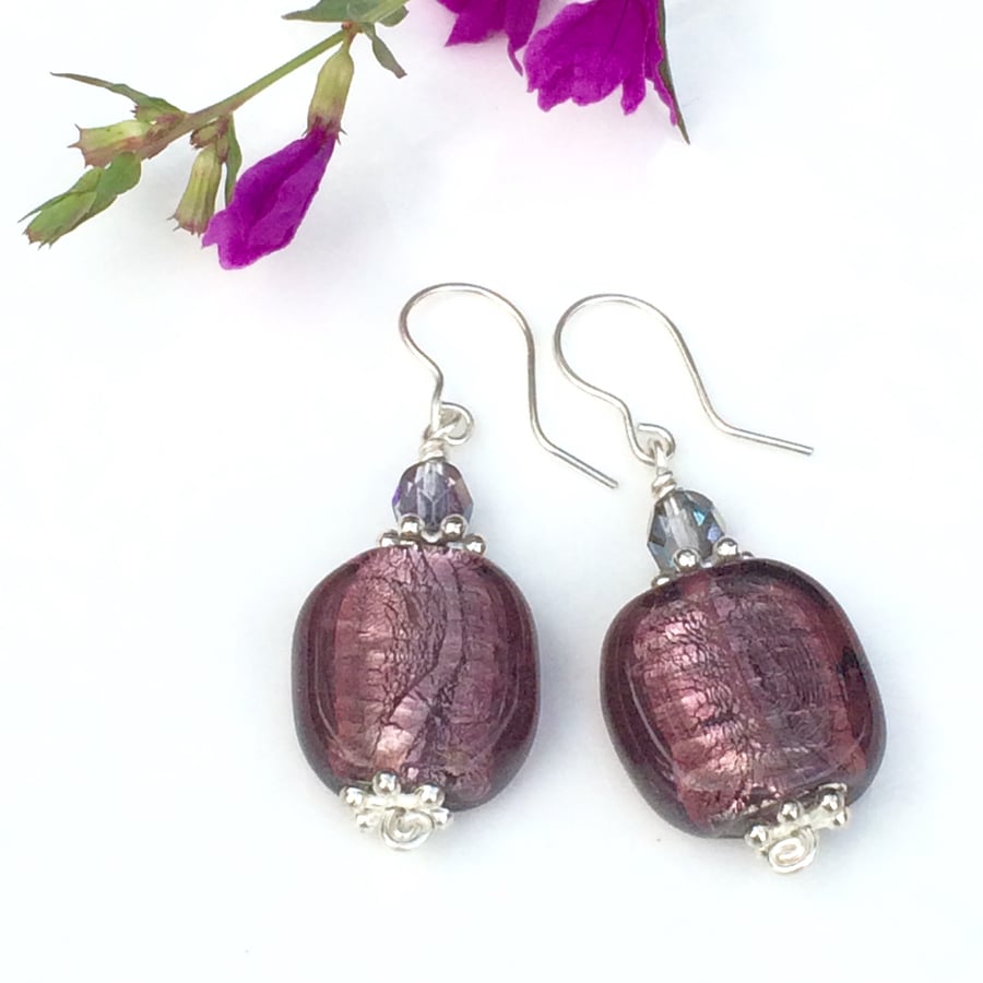 Purple Drop Earrings