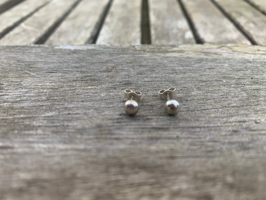 Small sterling silver ball earrings