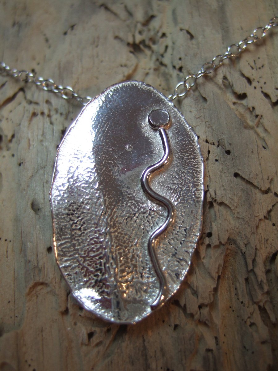Sterling Silver Reticulated Leaf Pendant