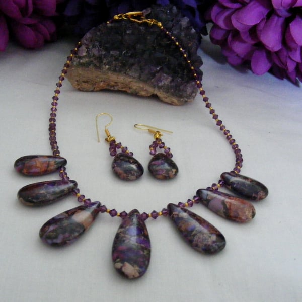 Purple Terra Jasper Jewellery Set
