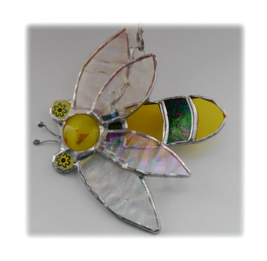  Bee Suncatcher Stained Glass Bumble Queen 021