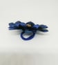 Handmade Dark Blue Ribbon Flower Hair Accessories with Amber Gem – Set of 2 - Image 8