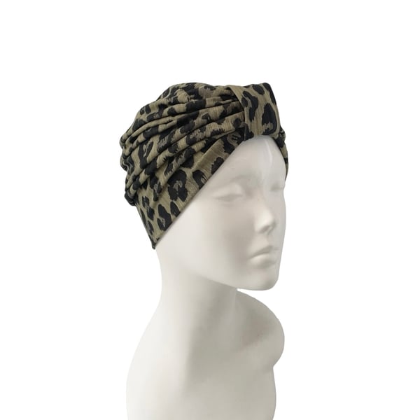 Simple Green Animal Turban Hat Prettied Head Wrap Soft Comfy Retro Style Hat