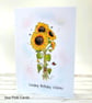 Sunflowers Birthday Card - original art, birthday wishes, bee, butterfly - Image 3