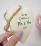 Our First Christmas as Mr & Mrs 2026 Wooden Heart Newlywed Christmas Ornament - Image 3