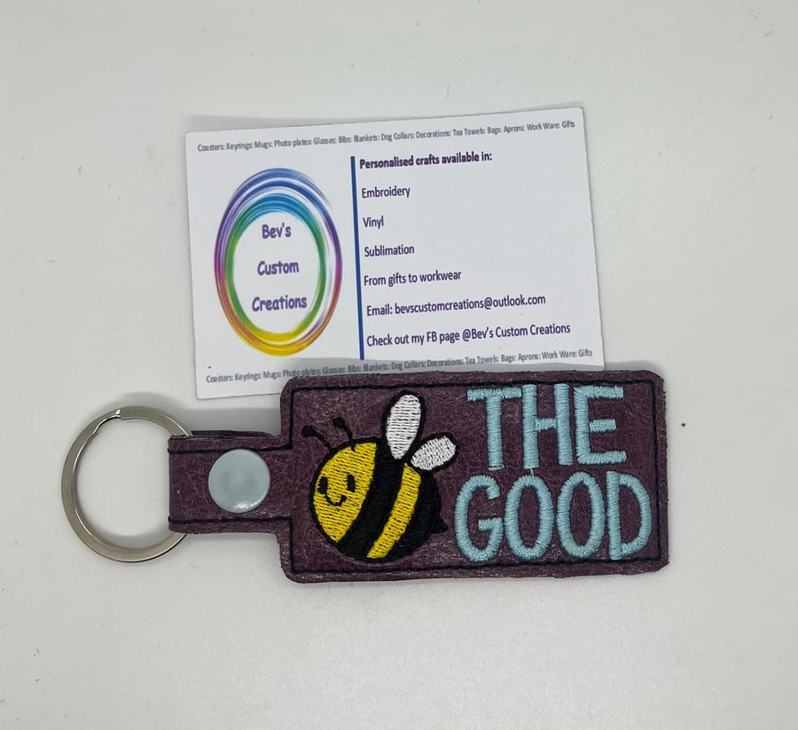 Embroidered Bee the Good keyring