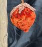 Copper strawberry textile art handbag charm,keyring  - Image 2