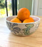 Handmade Ceramic Stoneware Bowl: Serving Bowl. Hand carved floral design. - Image 6