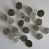 20 Metal Flower Buttons - 15 mm Silver Coloured