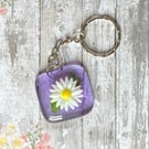 Fused Glass Daisy Keyring