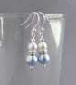 Light Blue Pearl Jewellery Set - Bridesmaid Necklace, Bracelet and Drop Earrings - Image 4