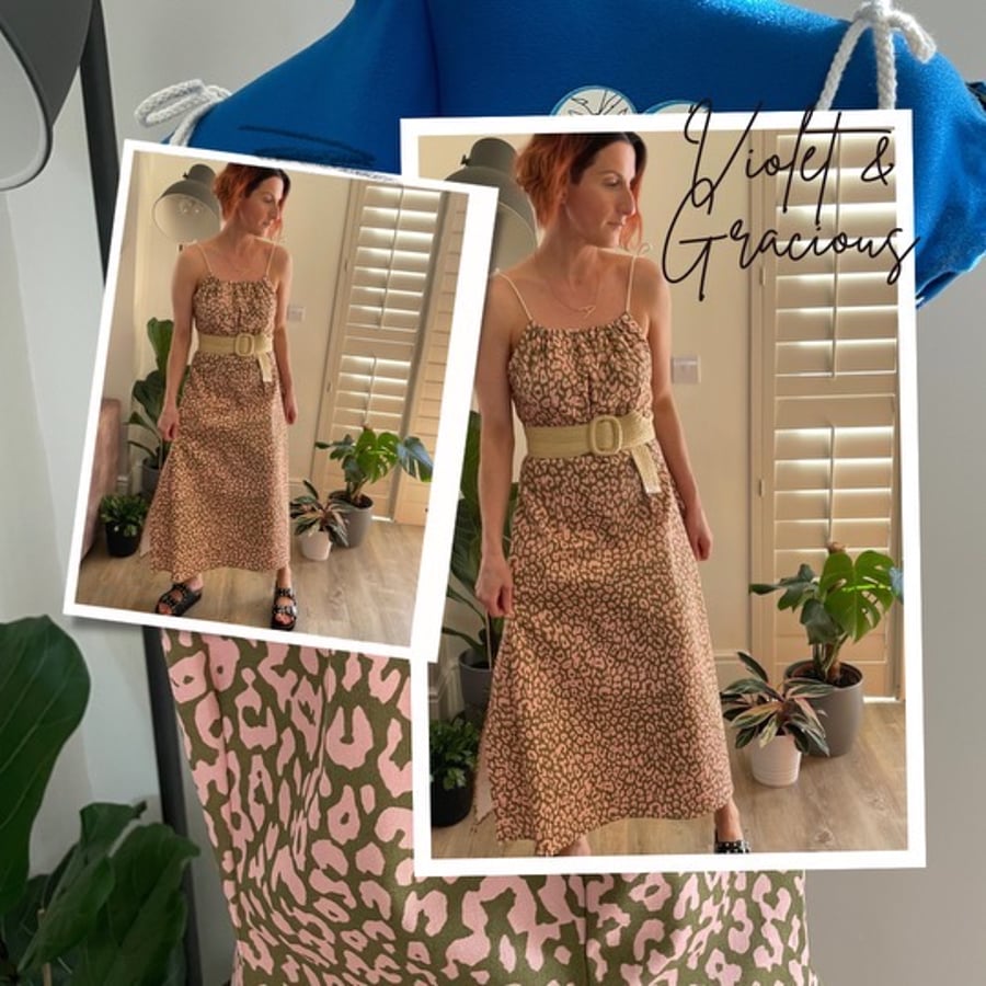 Leopard Print Dress . Animal Print Dress . Maxi Dress . Long Dress . Size 10