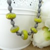 Czech Glass Necklace,Chartreuse Necklace, Grey Necklace.