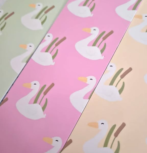'Secluded Swan' Bookmarks pink, yellow, green 