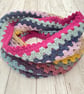 Multicoloured Crochet Infinity Scarf - Handmade - Granny Stripe - Image 6