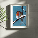 Robin In Snow - Original Art Print