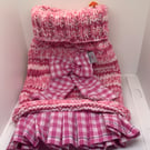 Pet winter Pink and white dress