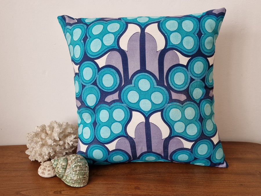 Handmade geometric pattern cushion cover vintage 1960s 1970s fabric envelope